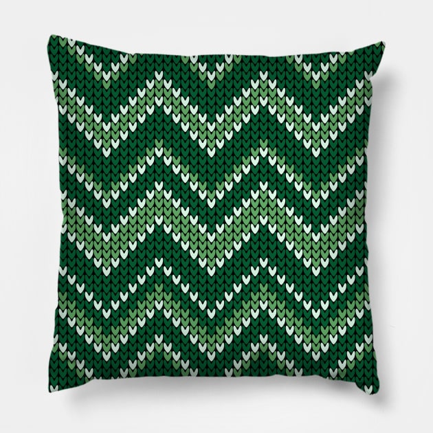 Retro Christmas green chevron knit Pillow by Dana Du