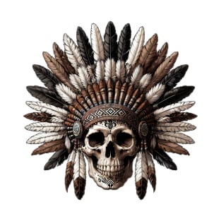 Ancient Tribal Chief Skull with Headdress T-Shirt