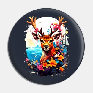 Deer Illustration Pin