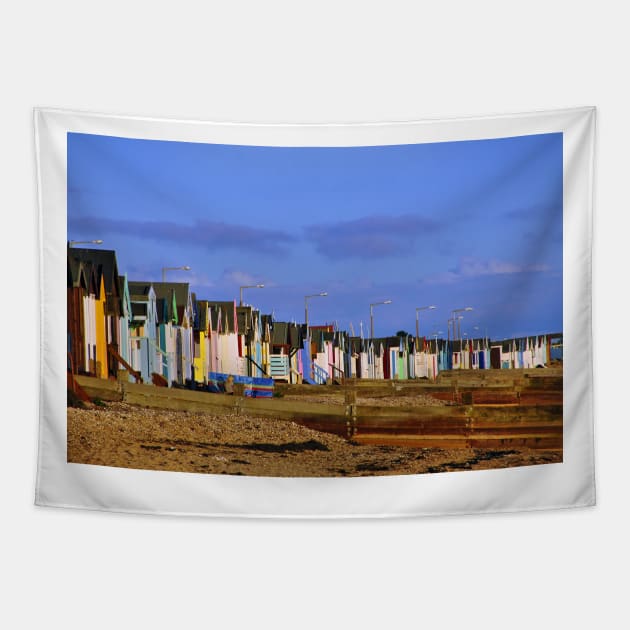 Thorpe Bay Beach Huts Essex England Tapestry by Andy Evans Photos