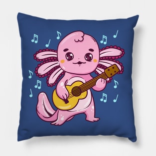 Axolotl Guitar Player Musician Guitarist Pillow