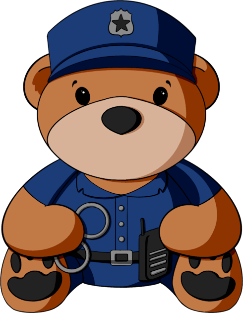 Blue Uniform Police Teddy Bear Kids T-Shirt by Alisha Ober Designs