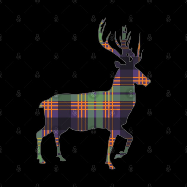 Purple, Green and Orange Tartan Scottish Stag Silhouette by MacPean