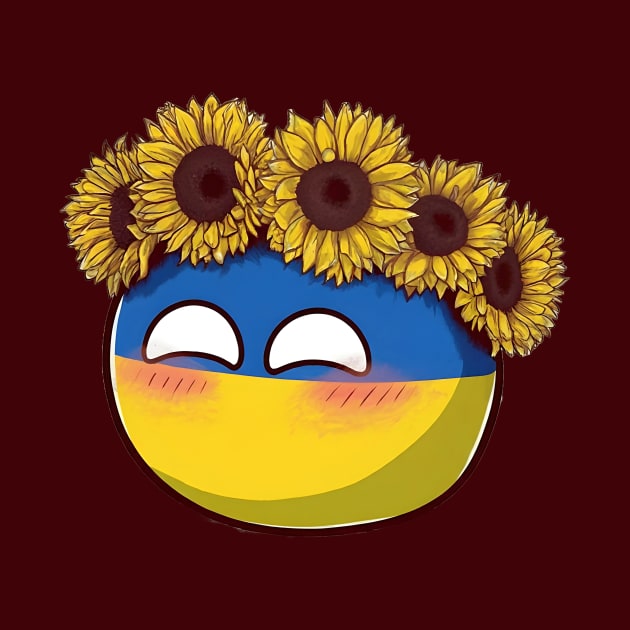 Ukraineball Polandball Countryball Sunflower Art by Polandball World