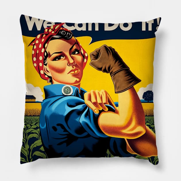 Empowerment Harvest: Cesar Chavez Day 'We Can Do It' Pillow by Edd Paint Something