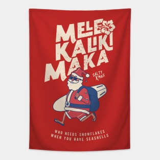 Mele Kalikimaka Funny Santa Hawaiian Christmas Getaway Tapestry