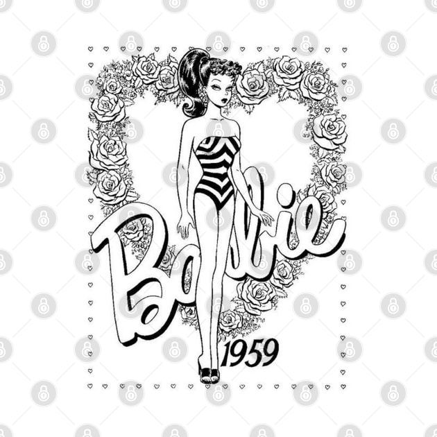 Vintage Barbie black and white by AmandaGJ9t3