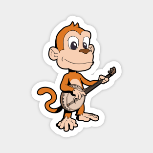 Comic monkey playing banjo Magnet