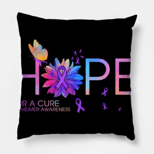 Hope For A Cure Alzheimer Awareness Flower Butterfly Gift Pillow