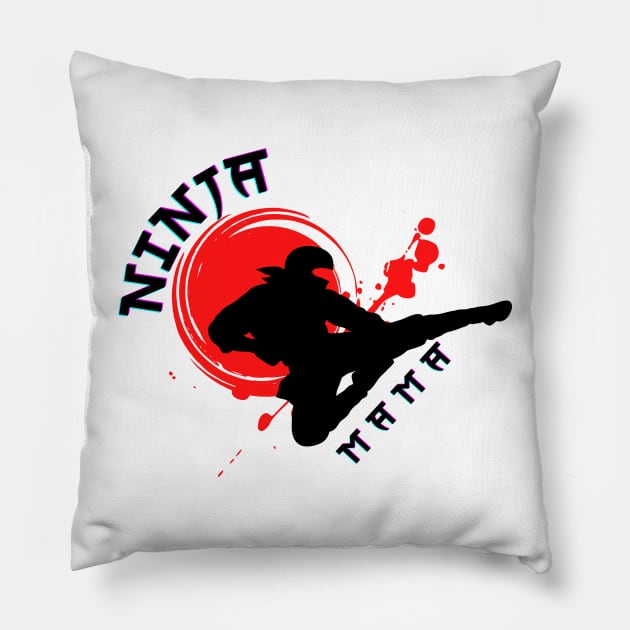 Funny Ninja Mama Multitasking WAHM Baby Birthday New Mom Pillow by Sruthi