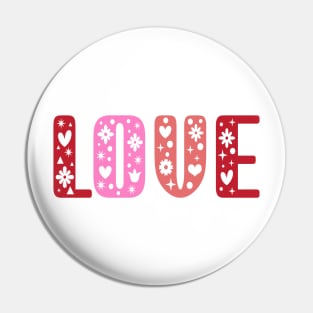 Retro Love Shirt - Folk Art Cottagecore Scandinavian Design Pin