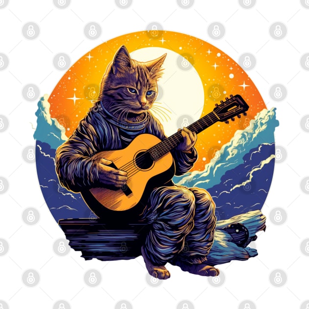 Cat Playing Guitar Funny Cat With Guitar Cute Cat Guitar by OscarVanHendrix