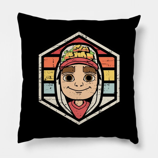 Retro Badge Subway Surfers Jake Pillow by rojakdesigns