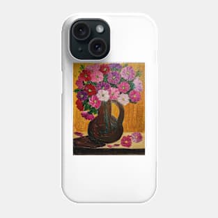 some beautiful abstract flowers in a vintage gold vase jug Phone Case