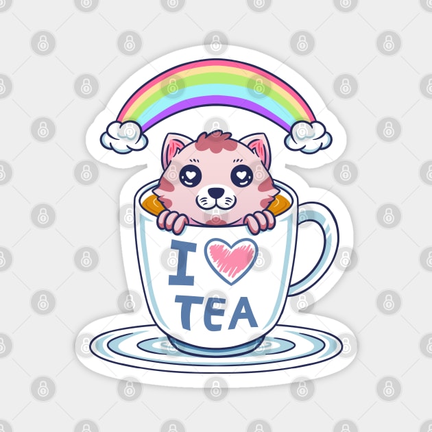 I Love Tea Magnet by Illustrasikuu