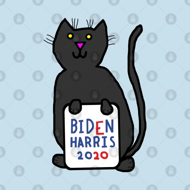 Small Cat with Biden Harris Sign by ellenhenryart