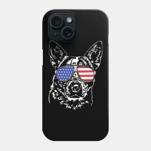 Australian Cattle Dog American Flag Sunglasses Phone Case