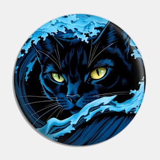 Blue Cat Wave Symbolic Democratic Blue Wave Kamala Harris 2024 Pin