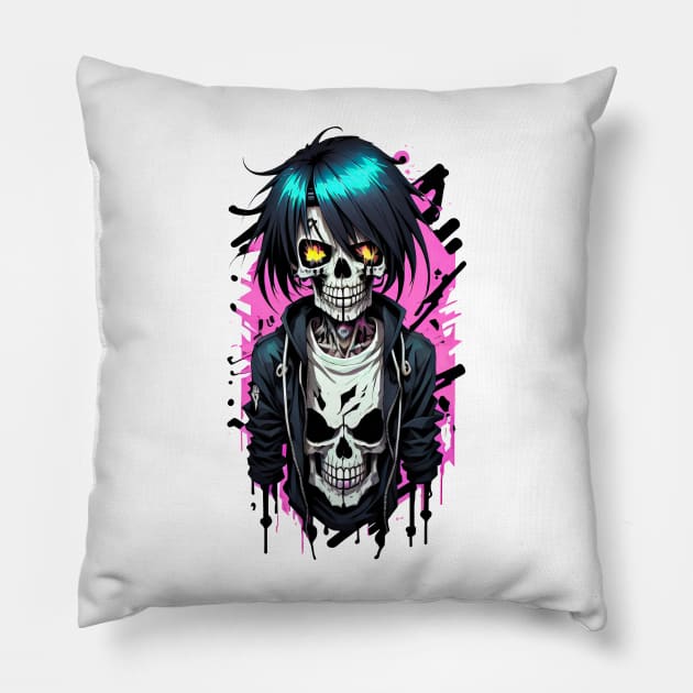 Emo Zombie Skull Pillow by DeathAnarchy