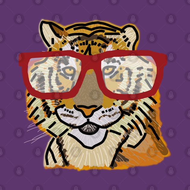 Portrait of Big Cat with Glasses by ellenhenryart