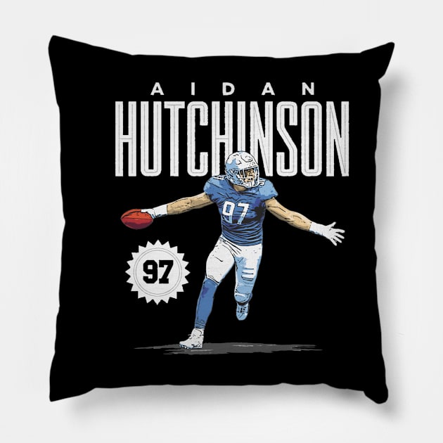 Aidan Hutchinson Detroit Card Pillow by ClarityMacaws