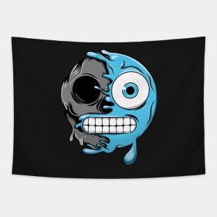 Blue Grimacing Zombie Emoji Tapestry