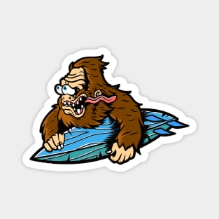 Sasquatch Surfer Cartoon Magnet