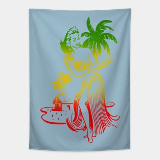 Retro Hawaii Hula Dancer Tapestry