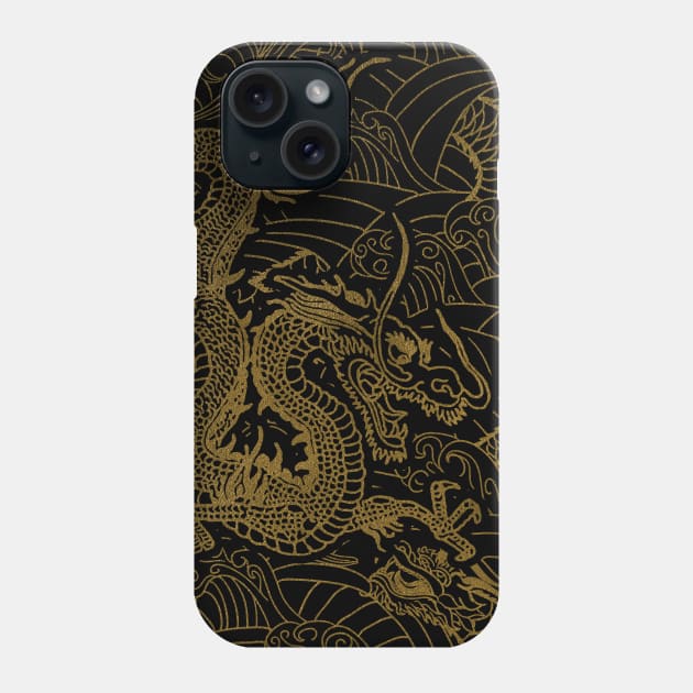 Asian Chinese / Japanese Golden Dragon Phone Case by EddieBalevo