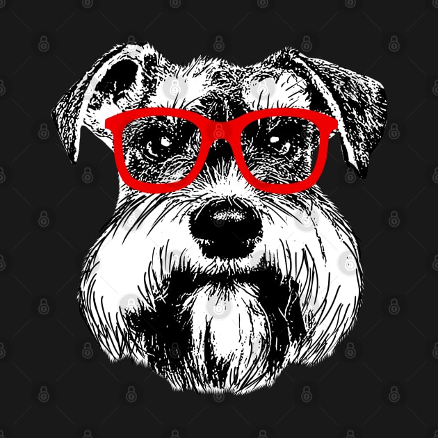 Cute Schnauzer Nerd Red Glasses by deelirius8