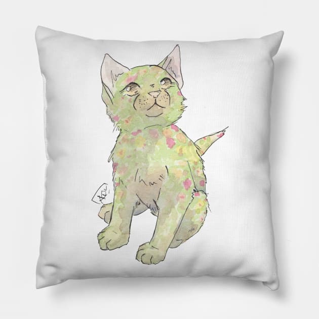 Wildflower Kitten Pillow by Aqutalion