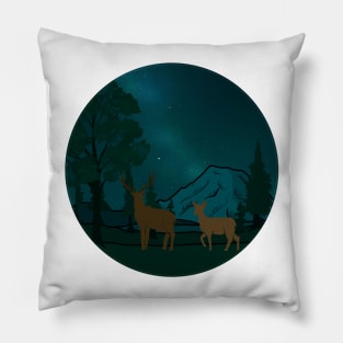 Mt Rainier Deer Pillow