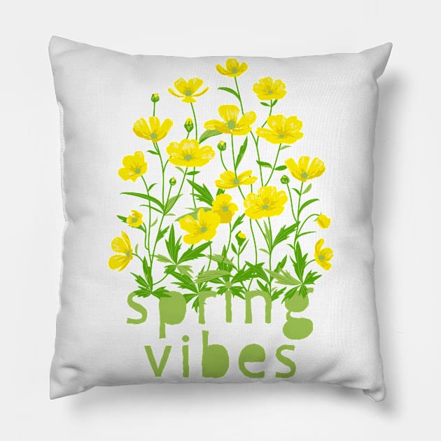 Spring Vibes. Buttercup Flowers Pillow by lents