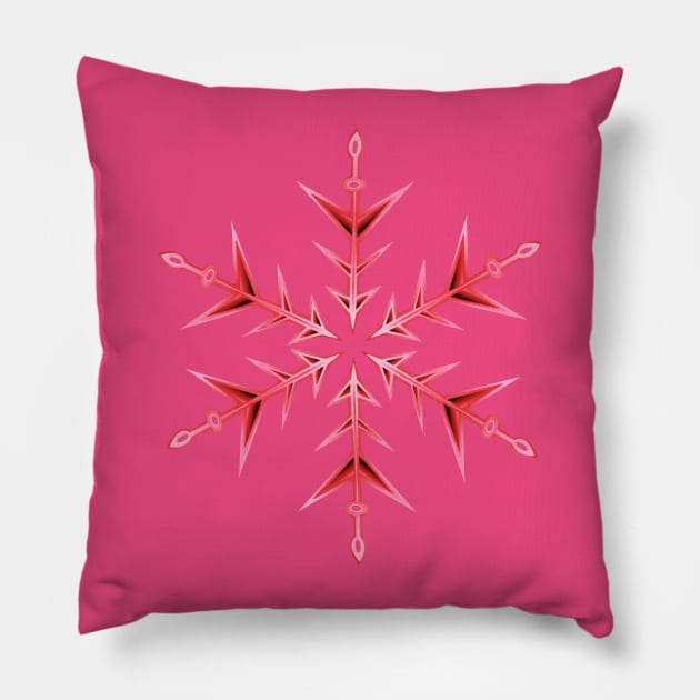 Minimalistic Red Snowflake Hand Drawn Art Pillow by taiche