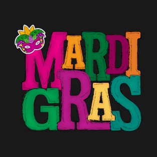 Mardi Gras Mask Masquerade Green Yellow Orange T-Shirt