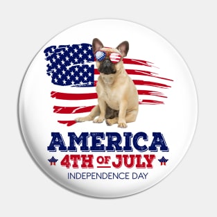 French Bulldog Flag USA - America 4th Of July Independence Day Pin
