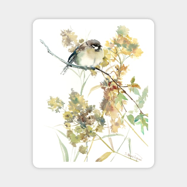 Sparrow and Dry Grass Magnet by surenart