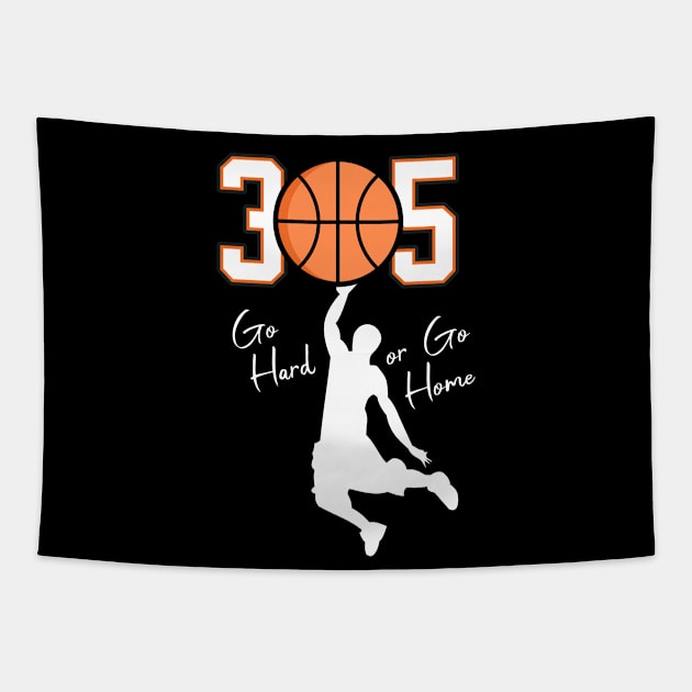 305 Miami basketball Tapestry by Spark of Geniuz