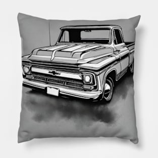 Chevy C-10 Pickup cool design art black and white Pillow