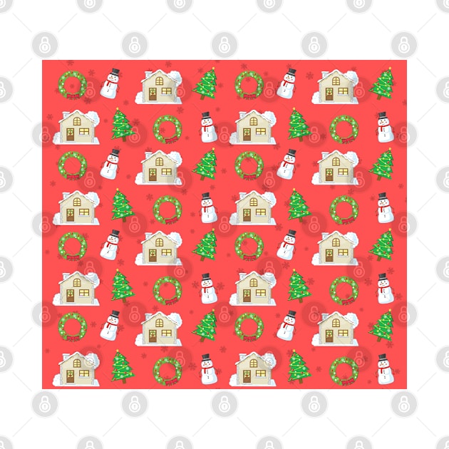 Christmas Pattern - Red Background by DesignWood Atelier