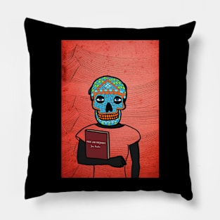 Edgy WTF Digital Collectible - Character with FemaleMask, MexicanEye Color, and BlueSkin on TeePublic Pillow