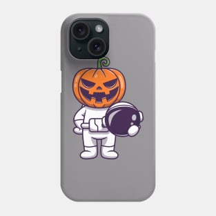 Cute Astronaut Pumpkin Halloween Holding Helmet Cartoon Phone Case