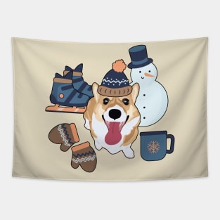 Winter Essentials Corgi Tapestry