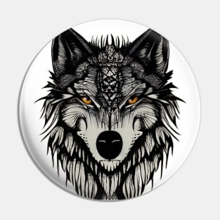 Grayscale wolf Pin