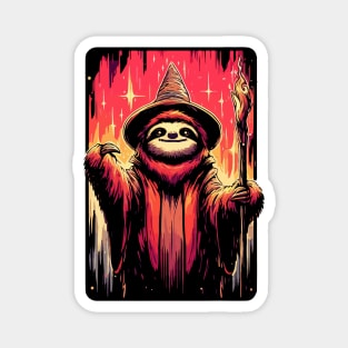 Retro Sloth Wizard Magnet