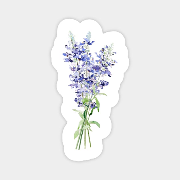 blue mealycup sage flowers bouquet watercolor Magnet by colorandcolor