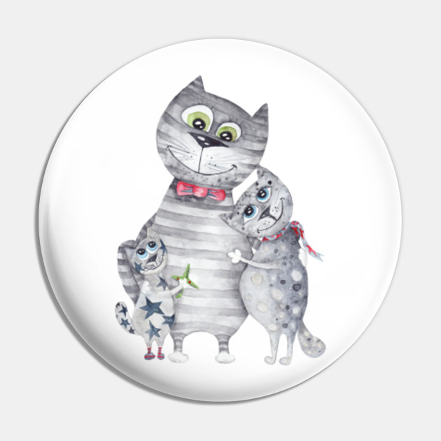 Cute Cat Family Painting Cats Pin Teepublic