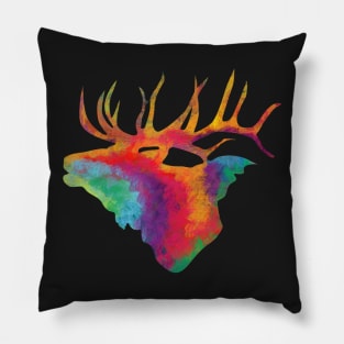 Colorful Elk Painting Pillow