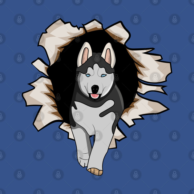 Disover siberian husky out of a hole - Siberian Husky - T-Shirt