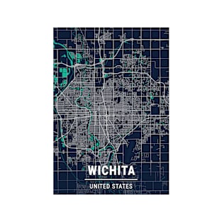 Wichita Blue Dark Color City Map T-Shirt